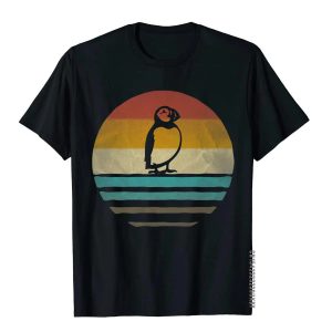 Retro Vintage Sunset Puffin T-Shirt – Cute & Funny Seabird Gift Tee for Men