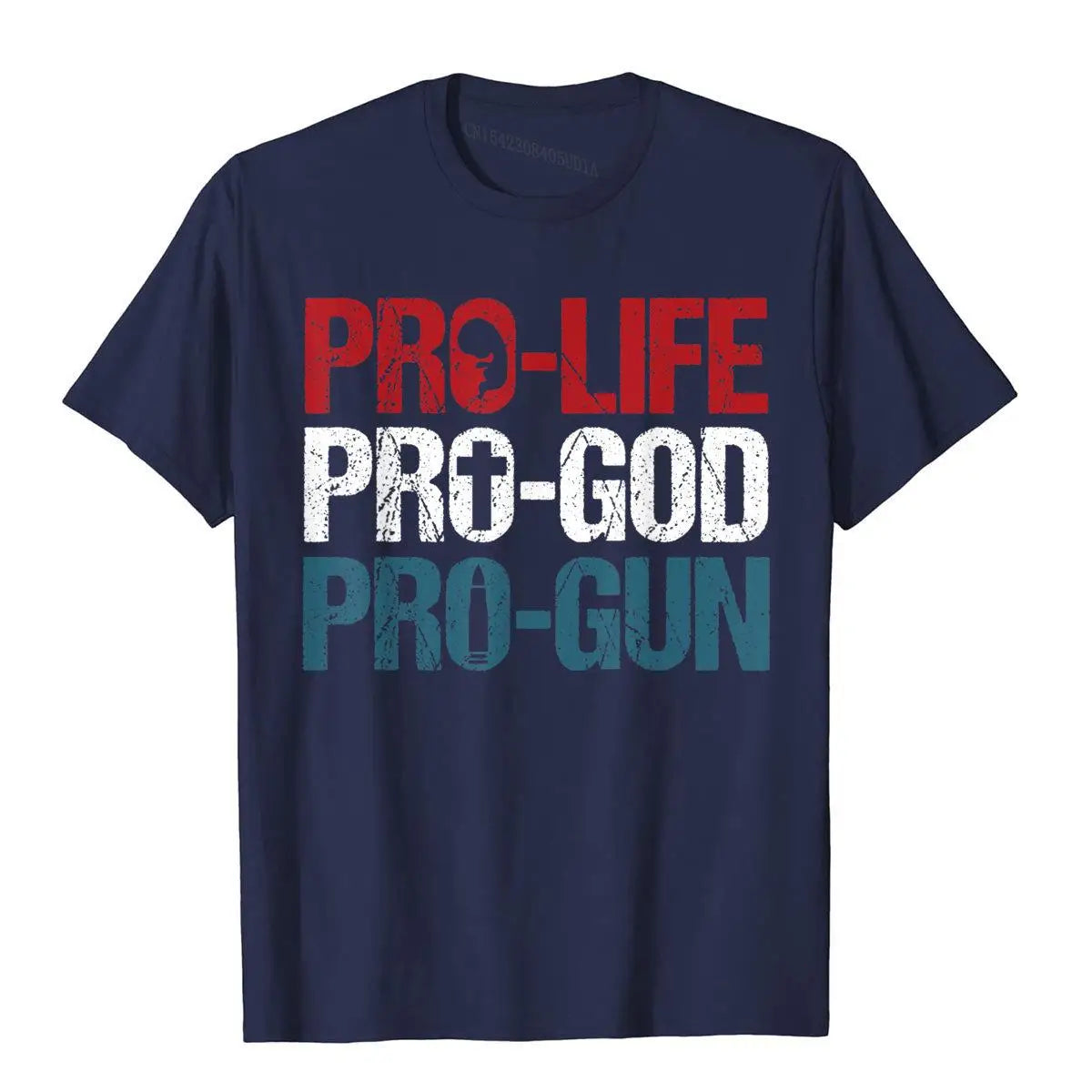 Pro Life Pro God Pro Gun T-Shirt – USA Patriot Oversized Cotton Tee for Men - Image 4
