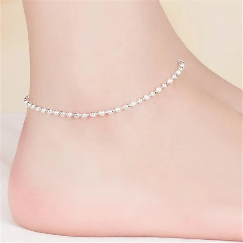 KOFSAC 925 Sterling Silver Anklet – Summer Beaded Ankle Bracelet for Women - Image 4