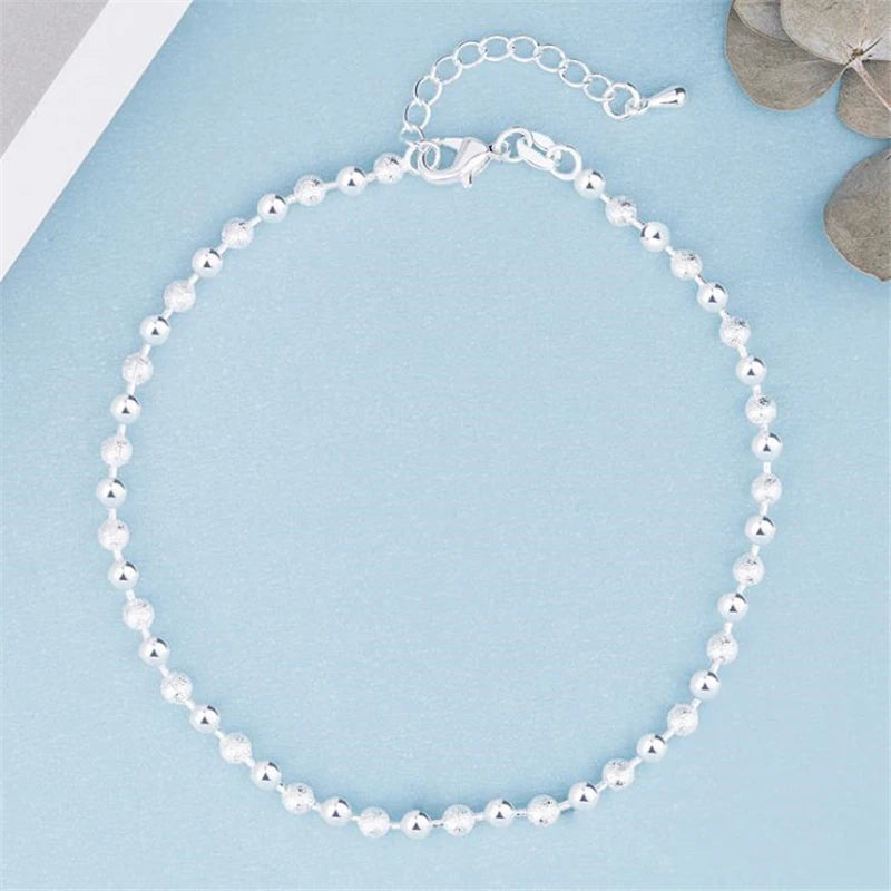 KOFSAC 925 Sterling Silver Anklet – Summer Beaded Ankle Bracelet for Women - Image 3