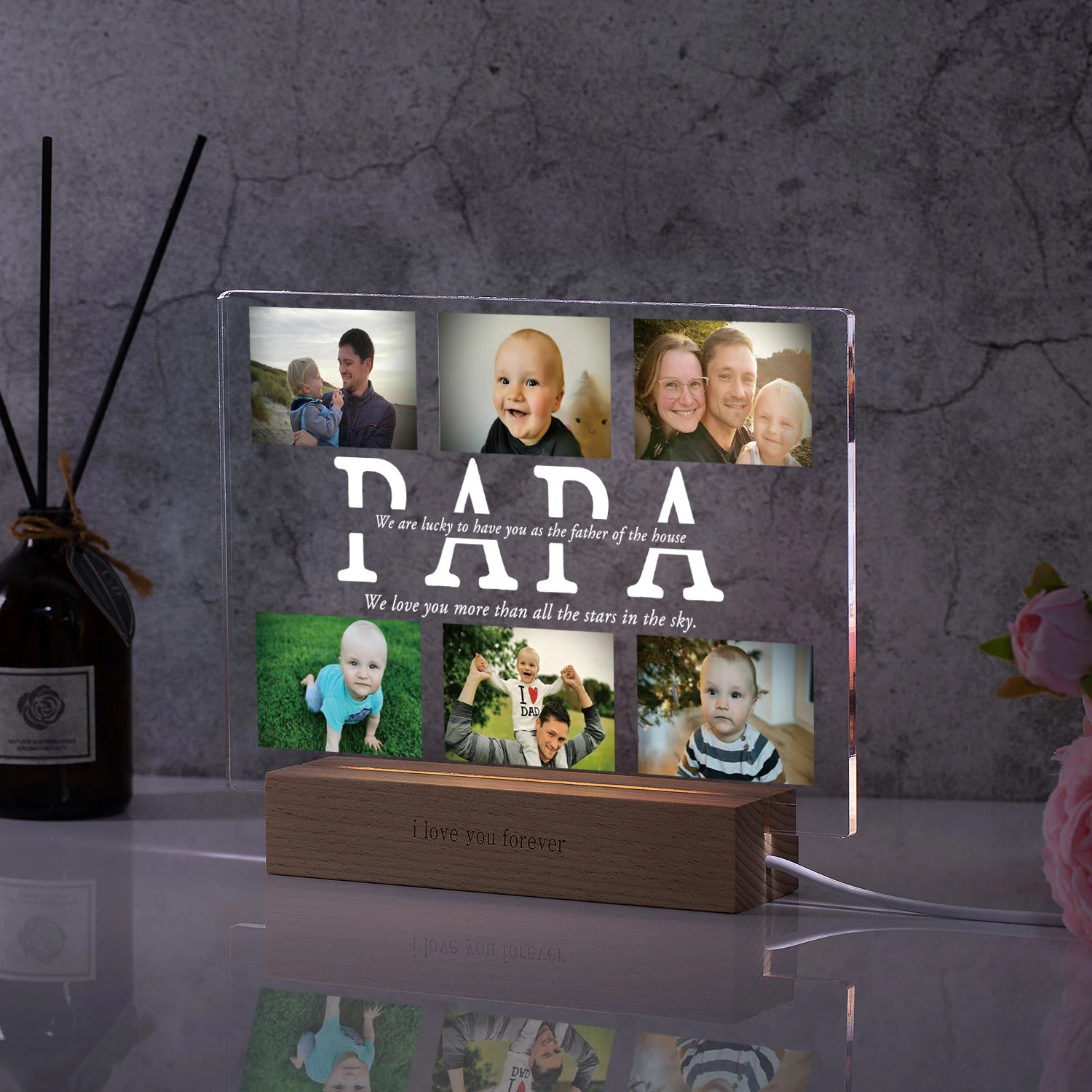 Personalized 3D Acrylic Photo Lamp – Custom Text Night Light for Mom, Dad, Family & Love Gifts - Image 2