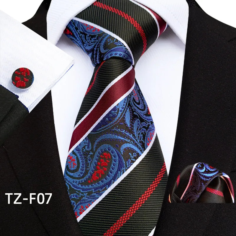 Luxury Paisley Tie & Handkerchief Set – Men's Suit Accessory with Cufflinks & Pocket Square - Image 12
