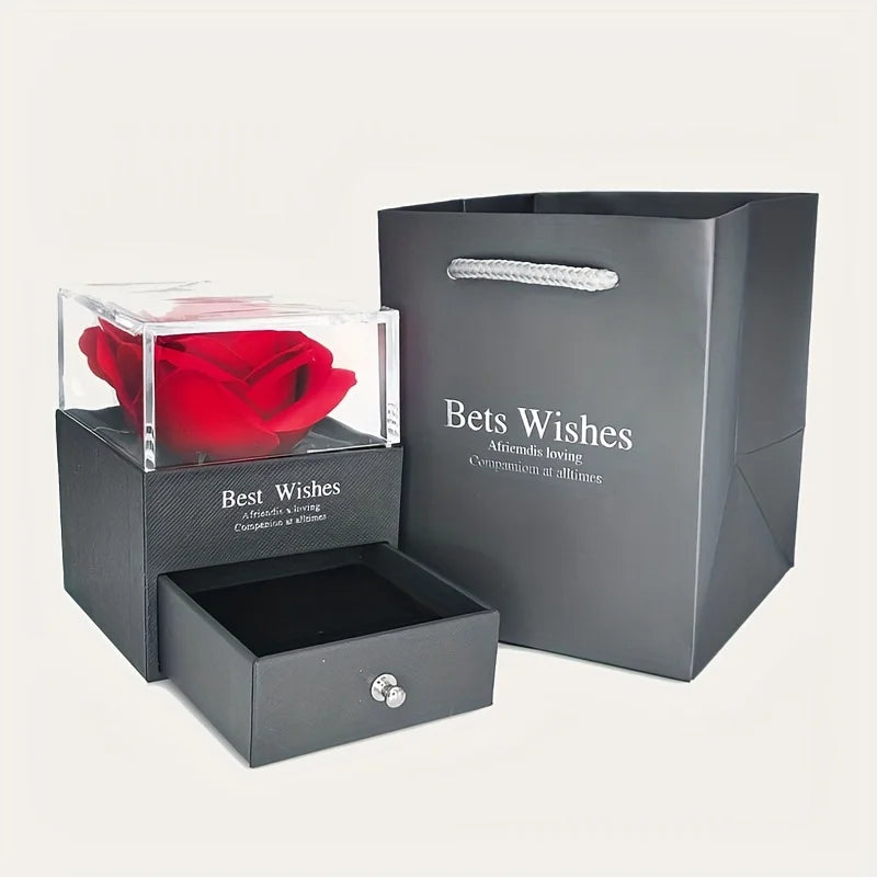 Luxury Red Zircon Pendant Necklace with Rose Flower Gift Box - Image 4