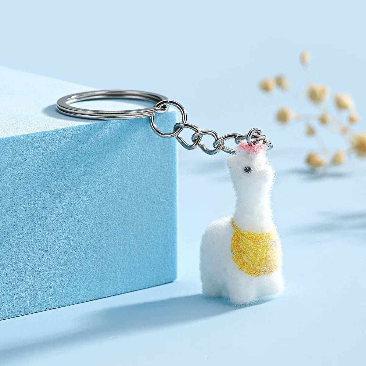 Cute Fuzzy Alpaca Charms Keychains – 3D Flocking Cartoon Animal Pendant for Bags & Gifts - Image 7