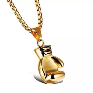 Boxing Gloves Pendant Necklace – Punk Stainless Steel Chain for Men & Boyfriend Gift
