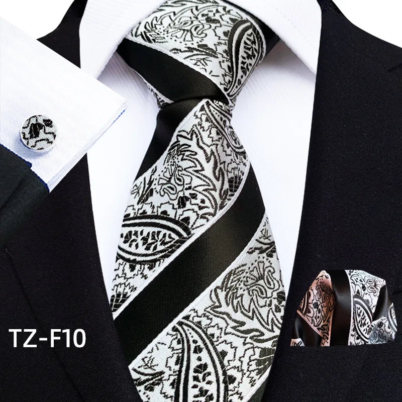 Luxury Paisley Tie & Handkerchief Set – Men's Suit Accessory with Cufflinks & Pocket Square - Image 6