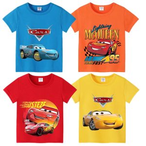 Lightning McQueen Kids T-Shirt – Disney Pixar Cars Cartoon Tee for Boys