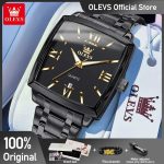 OLEVS 2969 Men’s Square Quartz Watch – Waterproof, Luminous, with Automatic Date Display
