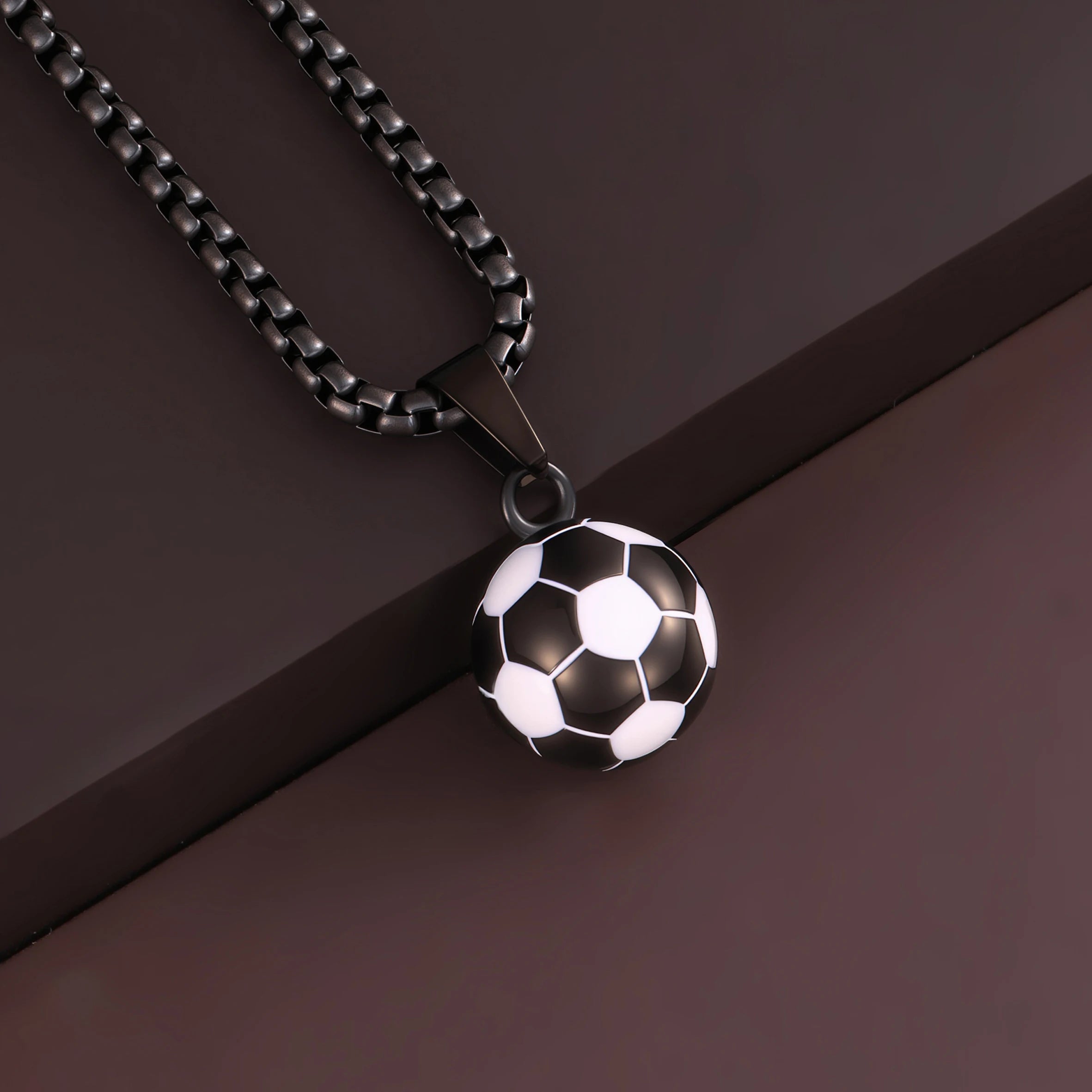 Fashion Sporty Stainless Steel Football Necklace – Enamel Soccer Pendant for Men - Image 8