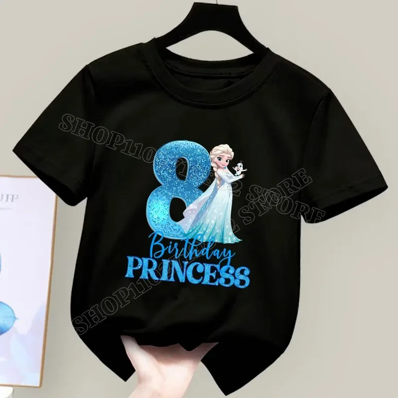 Frozen Elsa Birthday T-Shirt – Cute Cotton Tee for Girls Ages 1–9 - Image 4