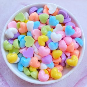 30Pcs Cute Mini Heart-Shaped Resin Figurines – Flatback Cabochons for Crafts & Accessories
