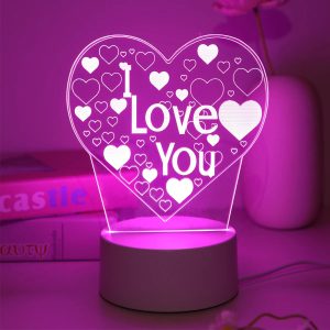 Pink Romantic Confession "I LOVE YOU" 3D Night Light – Gift Light for Lovers & Bedroom Decorate