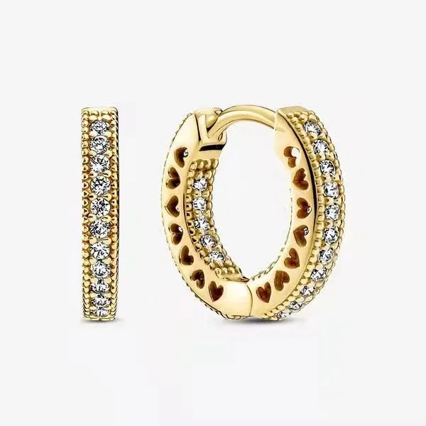 Luxury Original 925 Sterling Silver Chunky Hoop Earrings – Big Heart Circle Zircon Design - Image 38