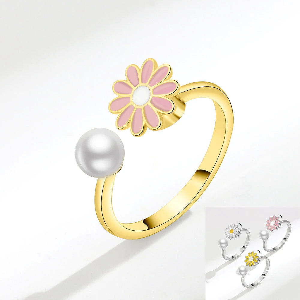 VENTFILLE 925 Sterling Silver Sunflower Zircon Rotatable Ring – Stress Relief Jewelry Gift for Women - Image 24