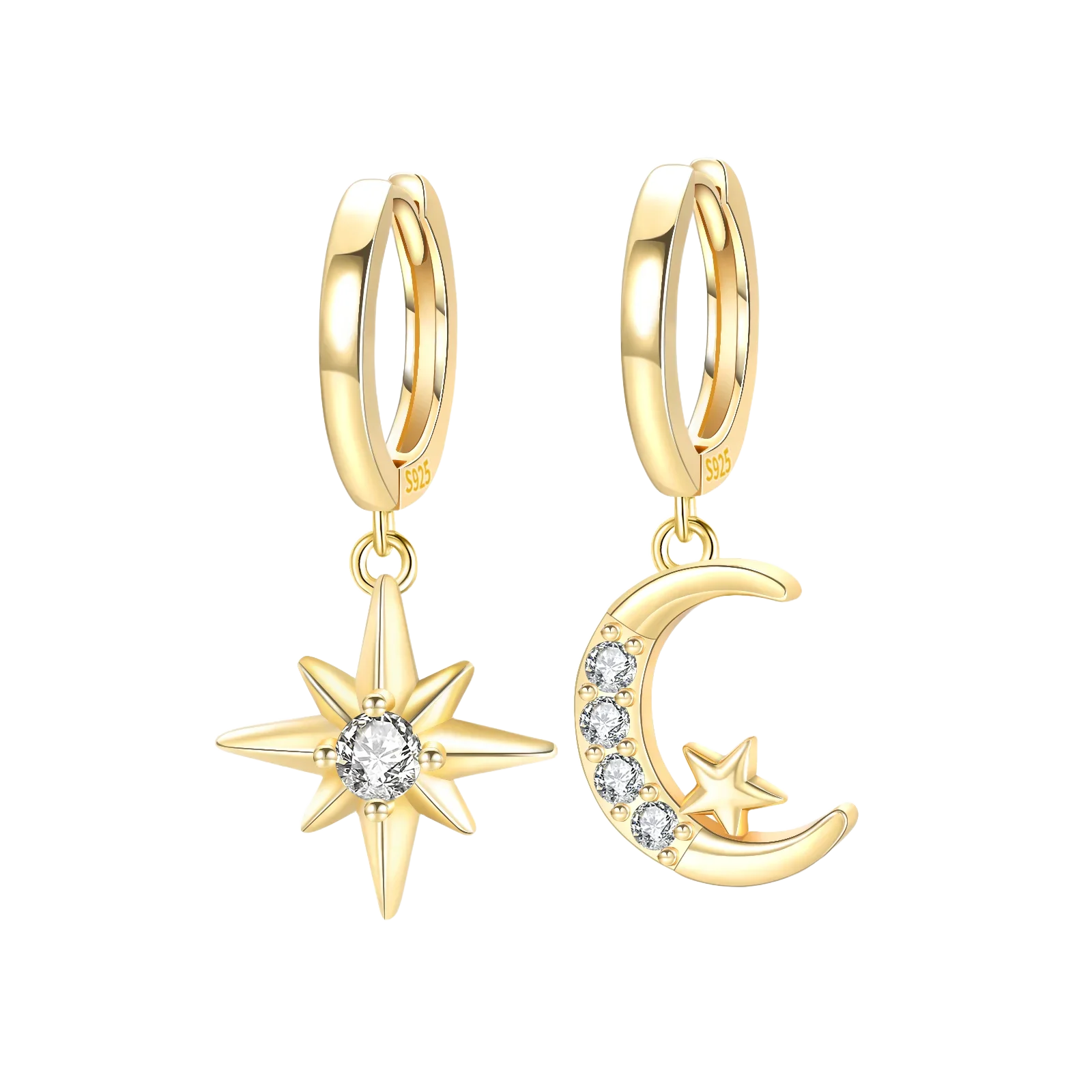 Luxury Original 925 Sterling Silver Chunky Hoop Earrings – Big Heart Circle Zircon Design - Image 23