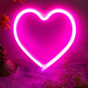 Neon Heart LED Light – Pink Heart-Shaped Sign for Home Décor & Gifts