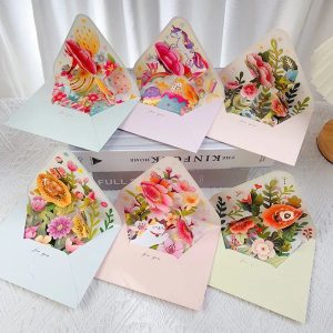 3D Flower Greeting Card Set – Romantic Cards for Birthdays, Christmas, Weddings & More