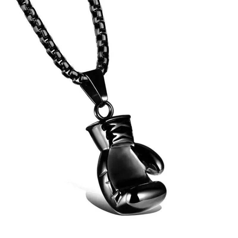 Boxing Gloves Pendant Necklace – Punk Stainless Steel Chain for Men & Boyfriend Gift - Image 3