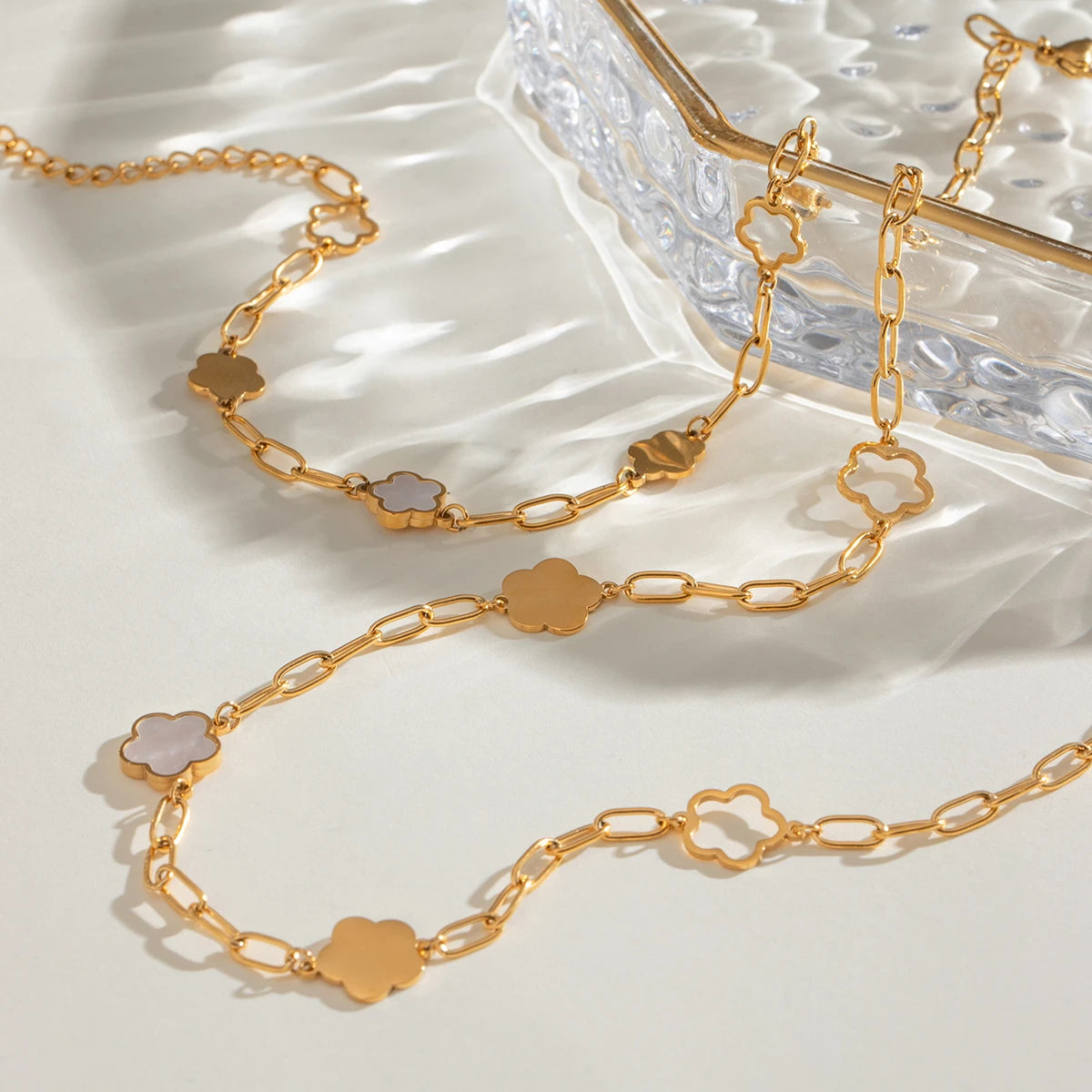 Youthway 18K Gold Plated Flower Bracelet & Necklace Set – Waterproof Classic Jewelry for Women - Image 5