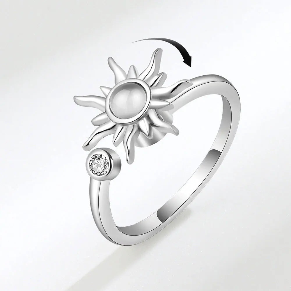 VENTFILLE 925 Sterling Silver Sunflower Zircon Rotatable Ring – Stress Relief Jewelry Gift for Women - Image 27