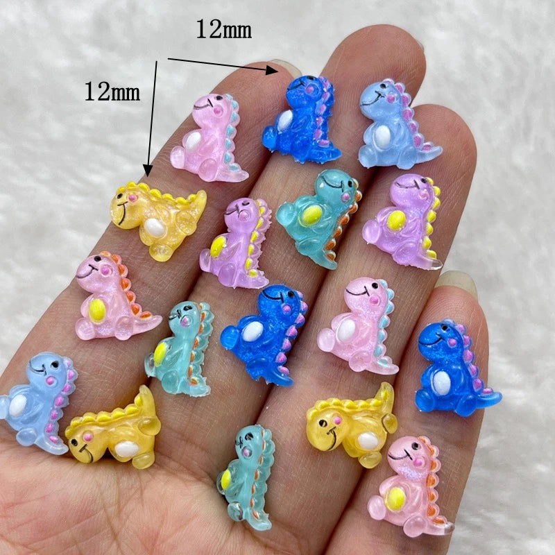 50Pcs Cute 12mm Mini Cartoon Dinosaur Resin Flatbacks – DIY Jewelry, Manicure & Hair Accessories - Image 2