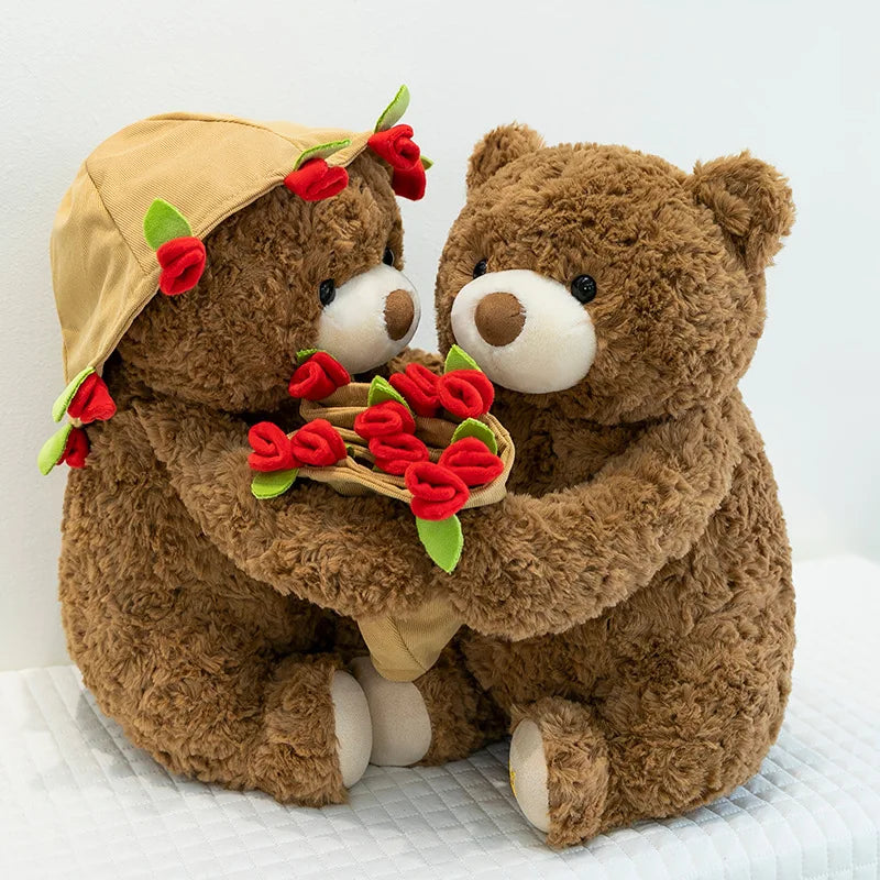 Romantic Teddy Bear Hugging Roses Bouquet – New Style Rose Bear Plush Toy - Image 3