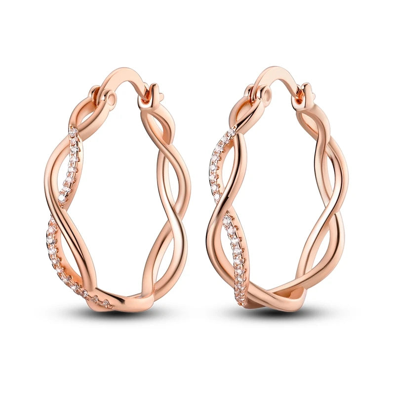 Original 925 Sterling Silver Colorful Hoop Earrings – Gold & Rose Gold for Women - Image 11