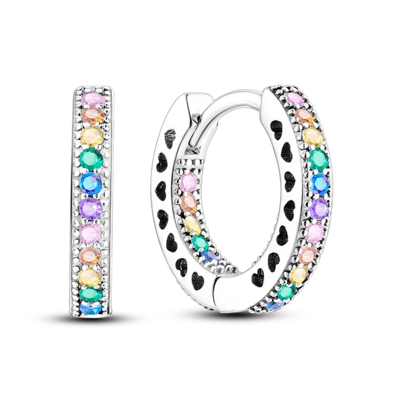 Original 925 Sterling Silver Colorful Hoop Earrings – Gold & Rose Gold for Women - Image 19