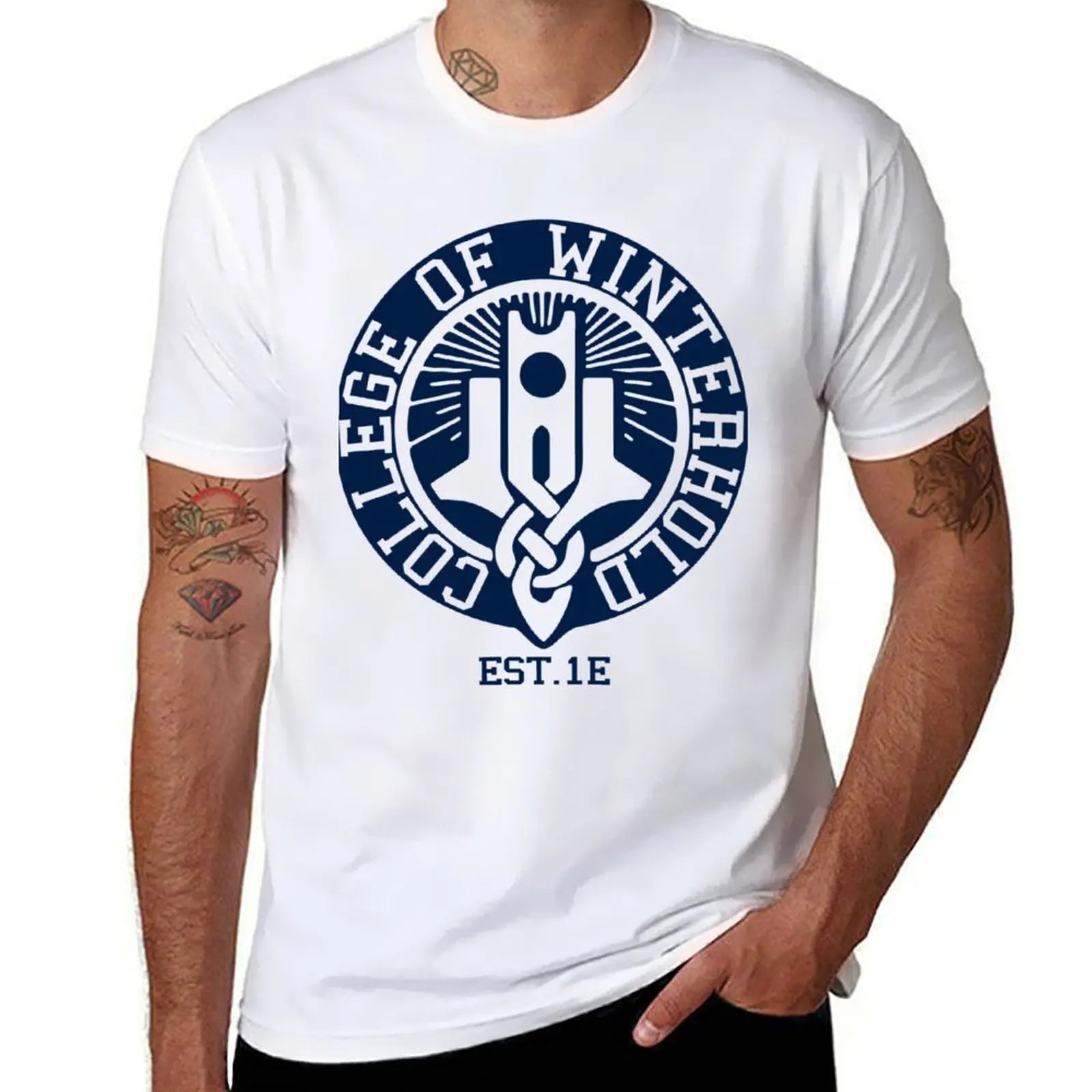 College of Winterhold EST. T-Shirt – Vintage-Style Gamer Tee for Men - Image 6