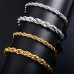 Men’s Stainless Steel Rope Chain Bracelet & Women’s Hand Bangle
