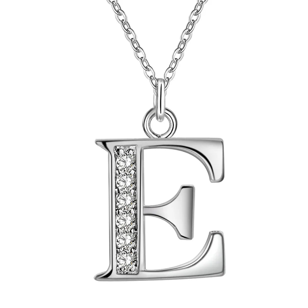 26 Letters 925 Sterling Silver Necklace Pendant – Zircon Accent Jewelry for Women - Image 8