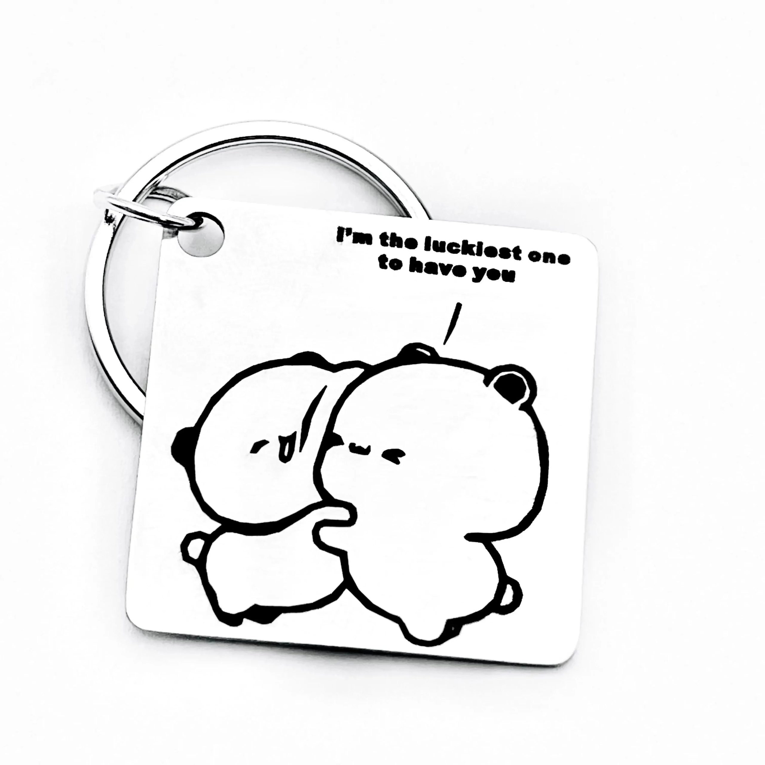 "I’M the Luckiest One to Have You" Stainless Steel Keychain – Romantic Gift for Valentine’s Day - Image 2