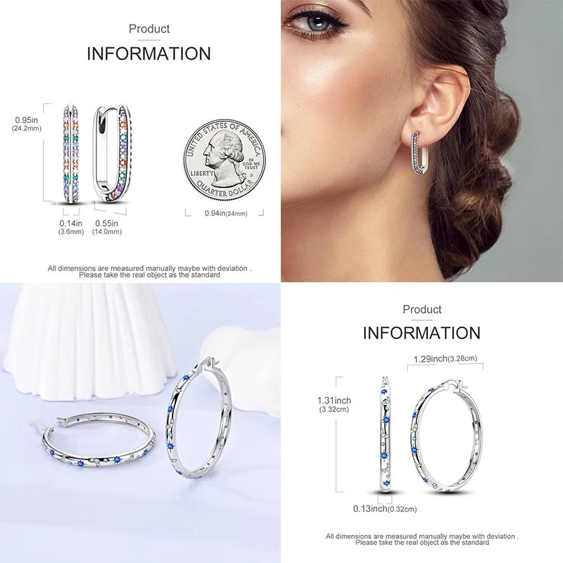 Original 925 Sterling Silver Colorful Hoop Earrings – Gold & Rose Gold for Women - Image 6