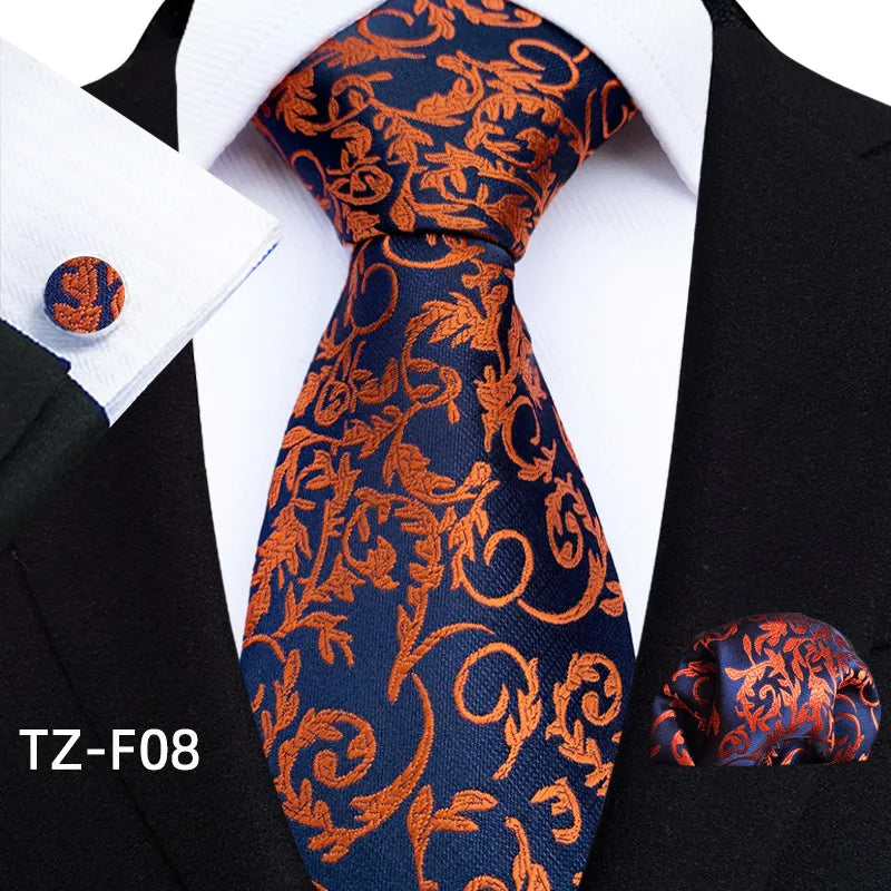 Luxury Paisley Tie & Handkerchief Set – Men's Suit Accessory with Cufflinks & Pocket Square - Image 5