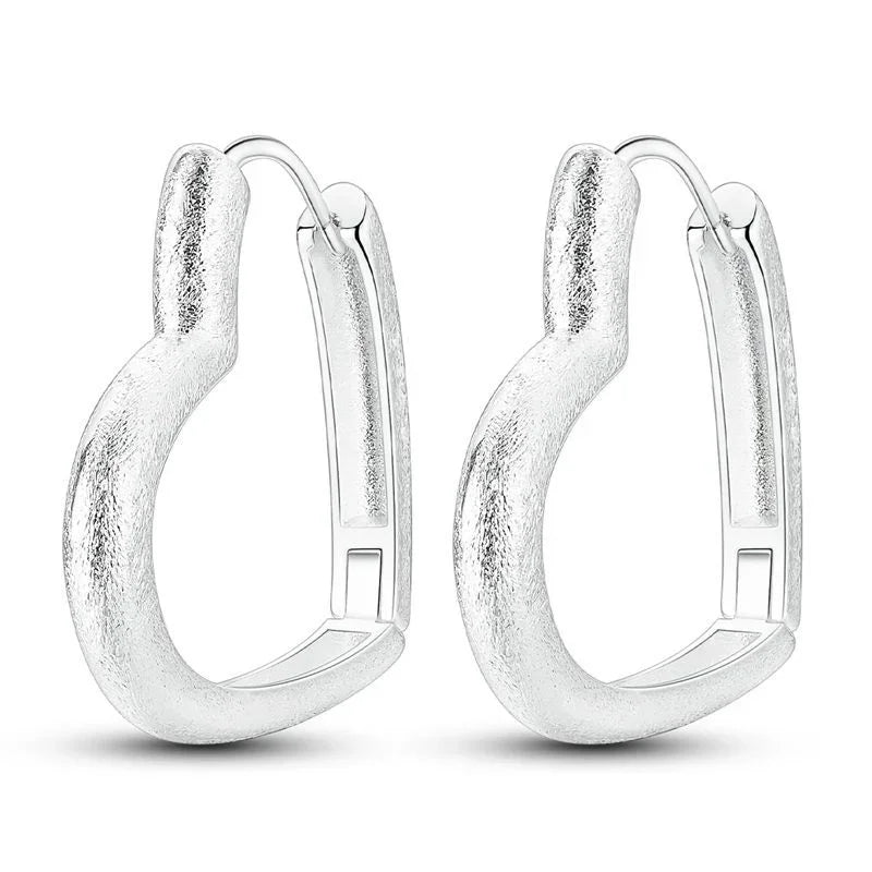 Luxury Original 925 Sterling Silver Chunky Hoop Earrings – Big Heart Circle Zircon Design - Image 29