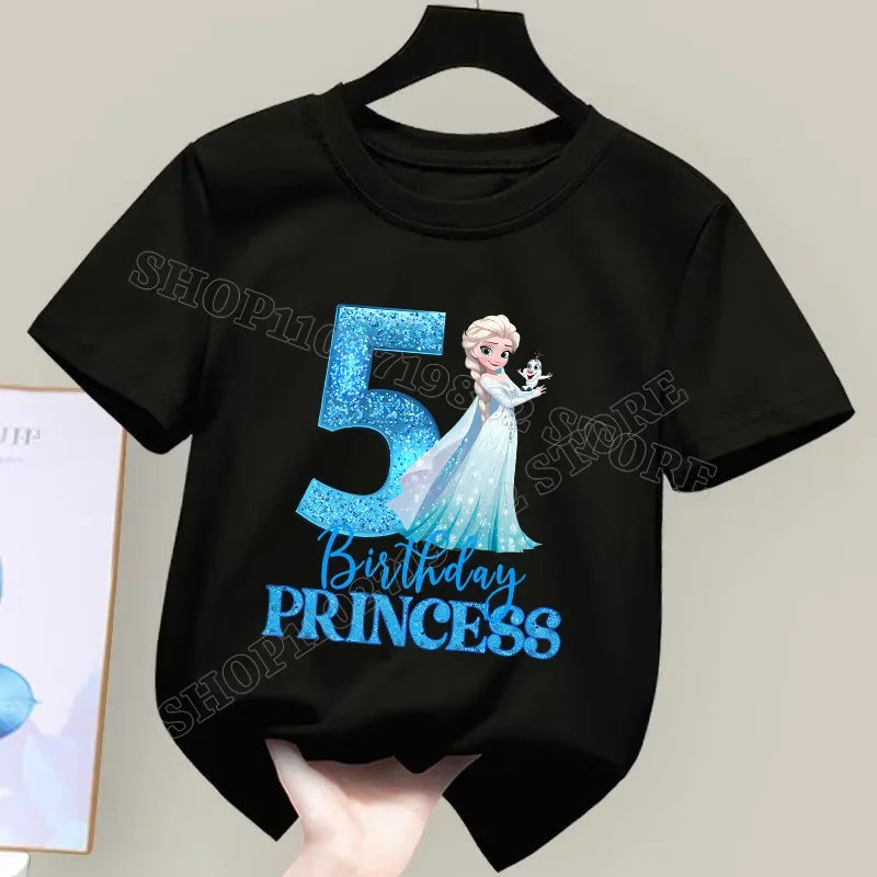 Frozen Elsa Birthday T-Shirt – Cute Cotton Tee for Girls Ages 1–9 - Image 17