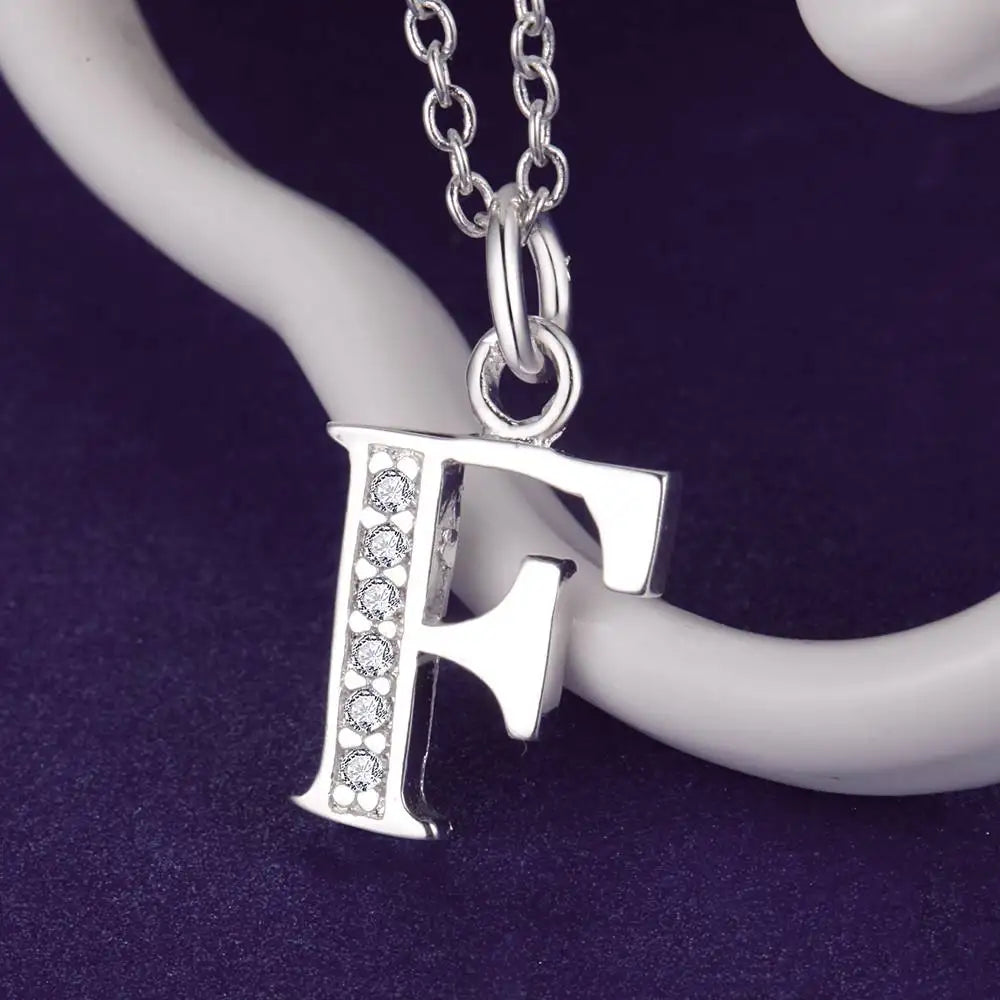 26 Letters 925 Sterling Silver Necklace Pendant – Zircon Accent Jewelry for Women - Image 2