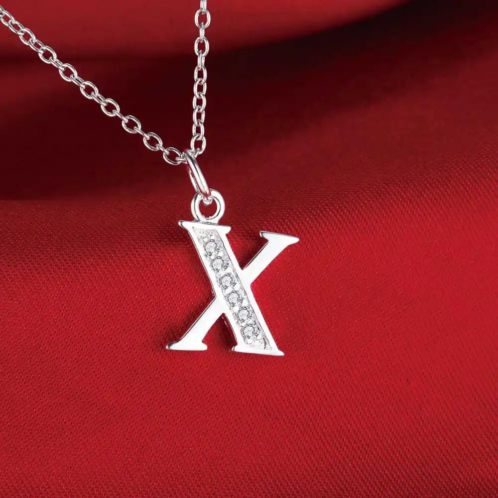 26 Letters 925 Sterling Silver Necklace Pendant – Zircon Accent Jewelry for Women - Image 9