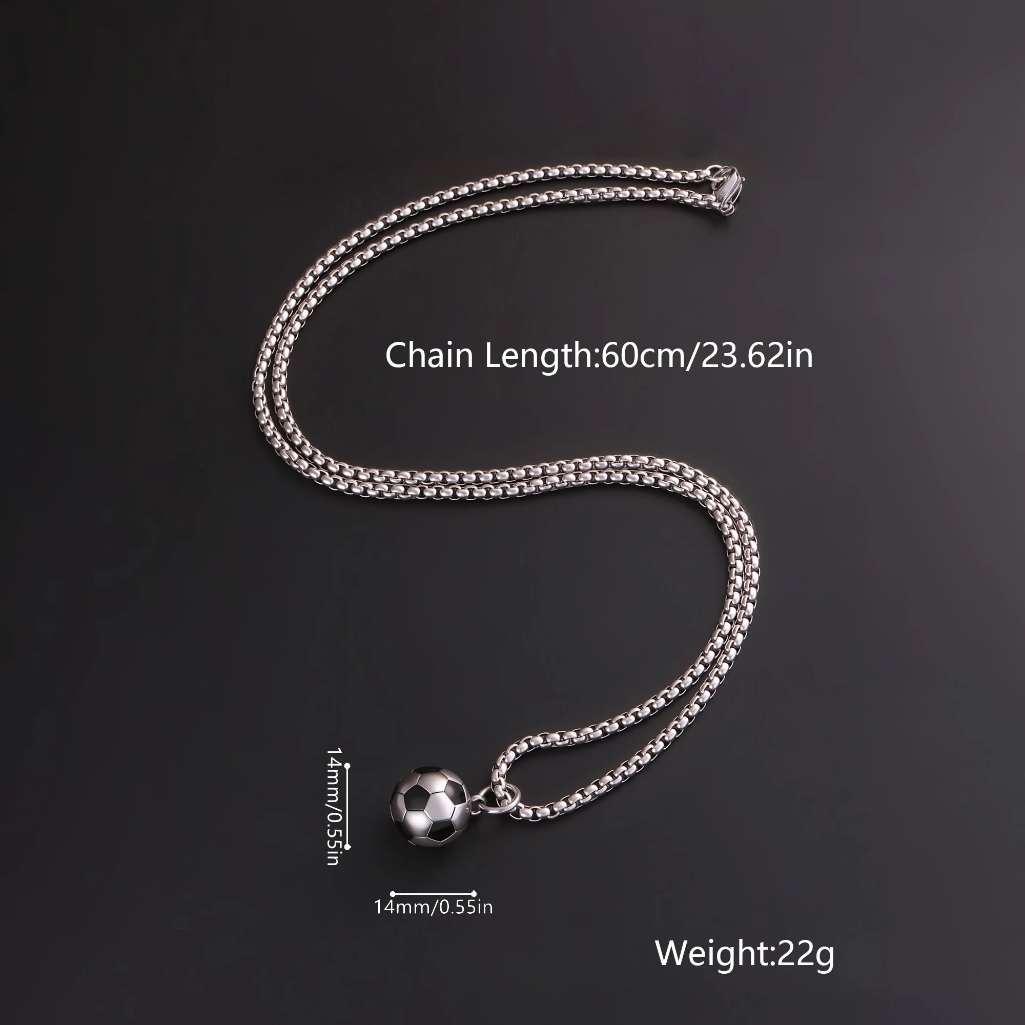 Fashion Sporty Stainless Steel Football Necklace – Enamel Soccer Pendant for Men - Image 4