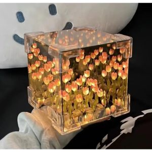 Creative DIY Tulip Flower Sea Cube Night Lamp – 3D Craft Kit Gift for Girlfriend or Couples
