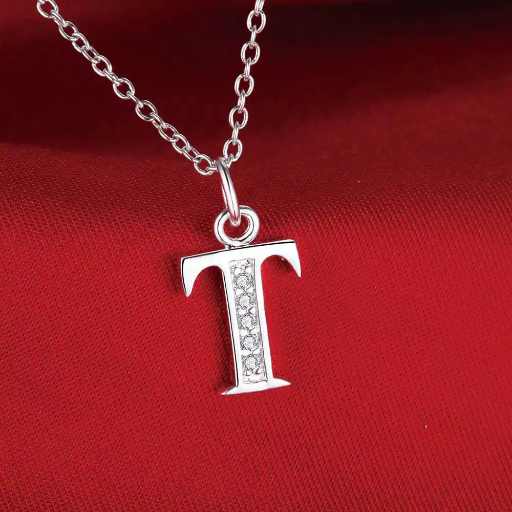 26 Letters 925 Sterling Silver Necklace Pendant – Zircon Accent Jewelry for Women - Image 10