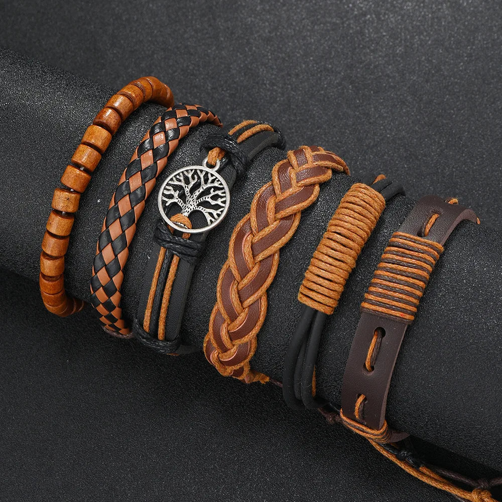 Punk Casual 6-Pc Beaded & Leather Bracelet Set - Image 15