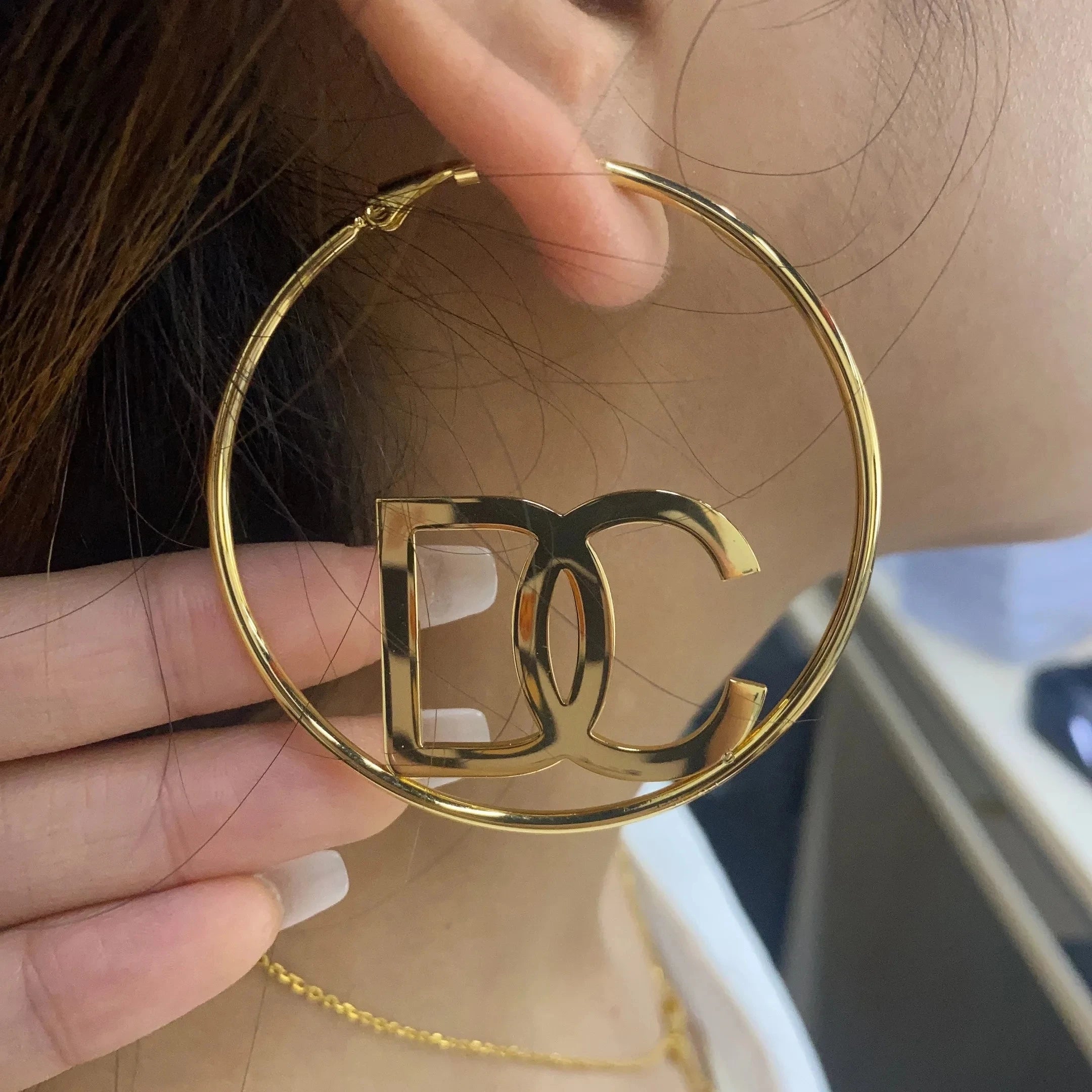 Custom Letter Earrings – Personalized Name Hoop Earrings for Women - Image 5